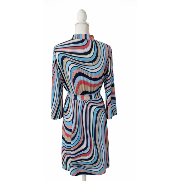 Sandra Darren Women's Large Multi-Color V-Neck Print Midi dress - Picture 3 of 6